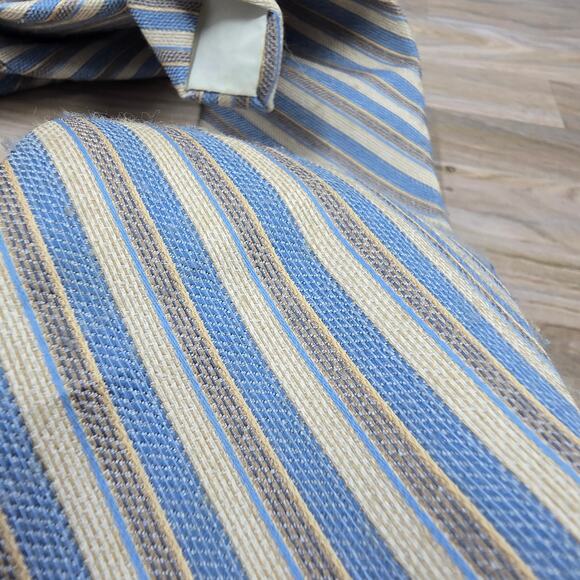 Joske's light blue khaki diagonal striped tie 57" long woven texture classic - Picture 7 of 7